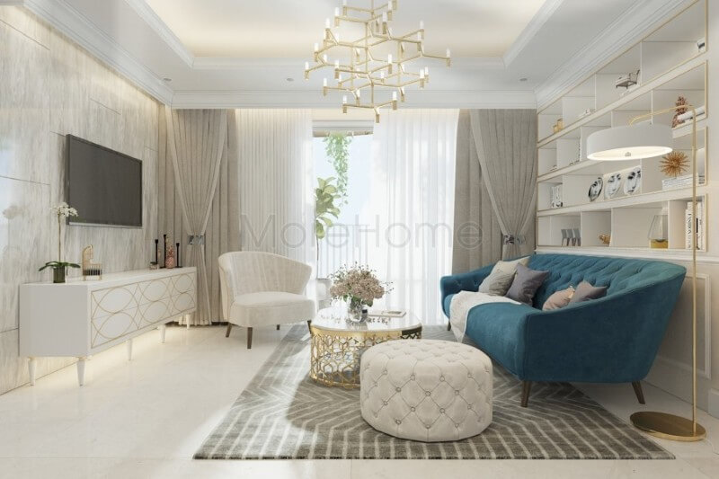Không gian phòng khách tân cổ điển được thiết kế theo phong cách tân cổ điển không quá nổi bật về mặt công năng nhưng mang lại ấn tượng sâu sắc cho gia chủ Xu hướng trang trí phòng khách sang trọng và tiện nghi
