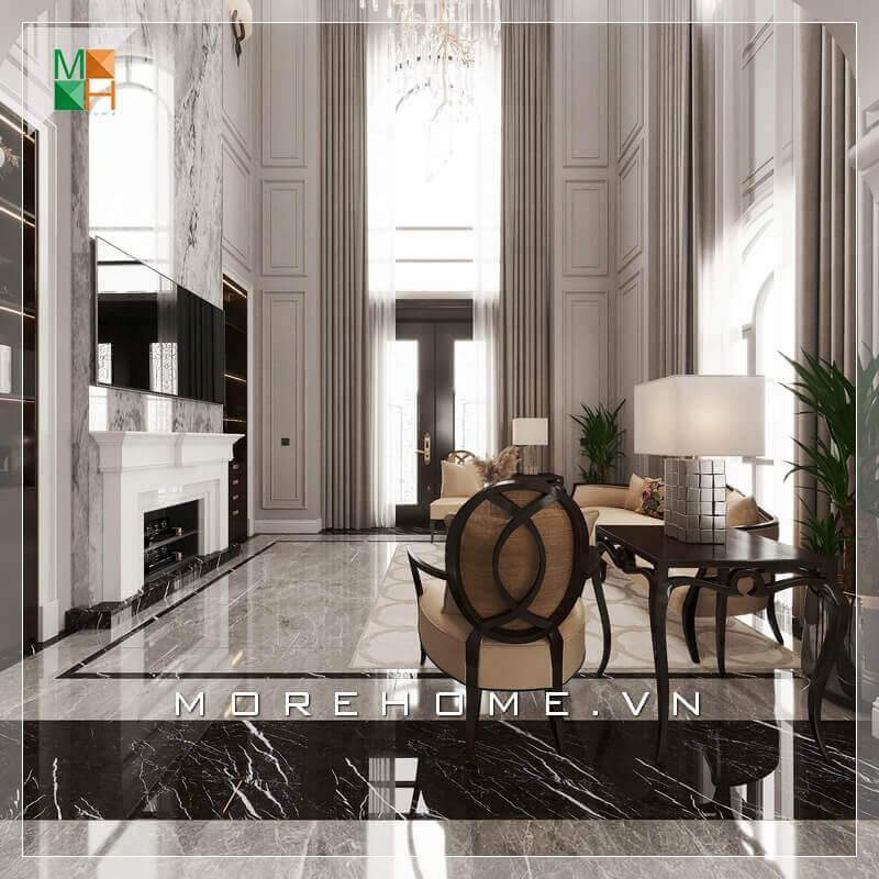 Mẫu bộ bàn gỗ tự nhiên cao cấp, ghế sofa bọc da cao cấp chân ghế gỗ tự nhiên sang trọng rất phù hợp với không gian phòng khách tân cổ điển. Xu hướng trang trí phòng khách sang trọng và tiện nghi